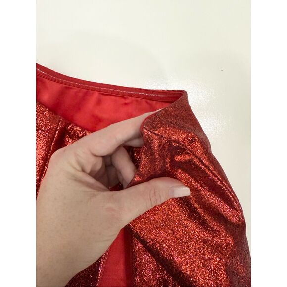 Meshki Womens Red Dorothy Glitter Strapless Mini Bodycon Dress Size Medium - Picture 5 of 7
